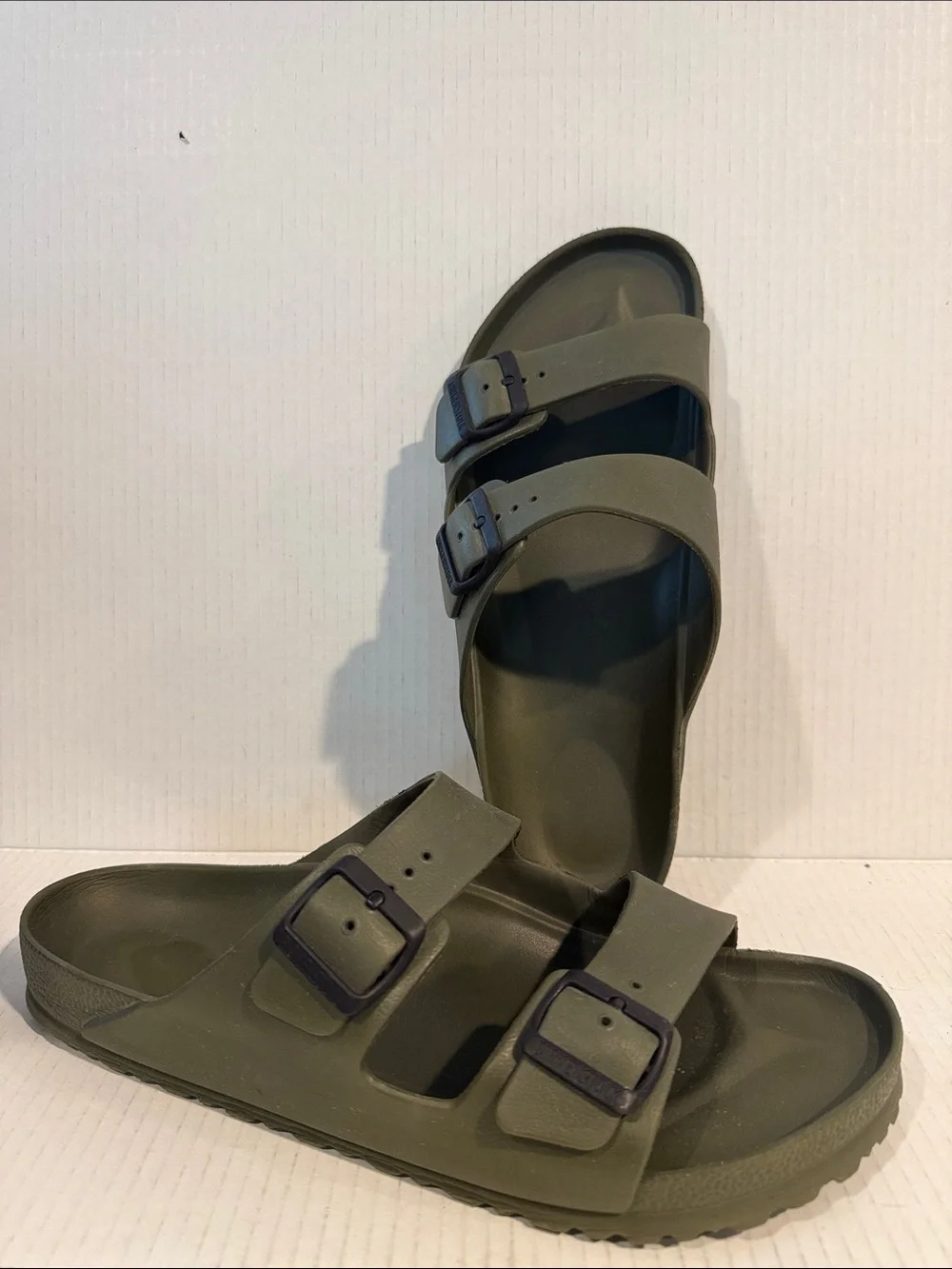 Birkenstock Men's ArmyGreen Double-Buckle Arizona EVA Sandals (sz 13)